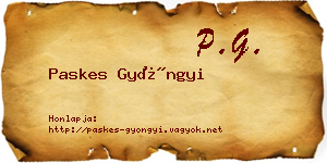 Paskes Gyöngyi névjegykártya
